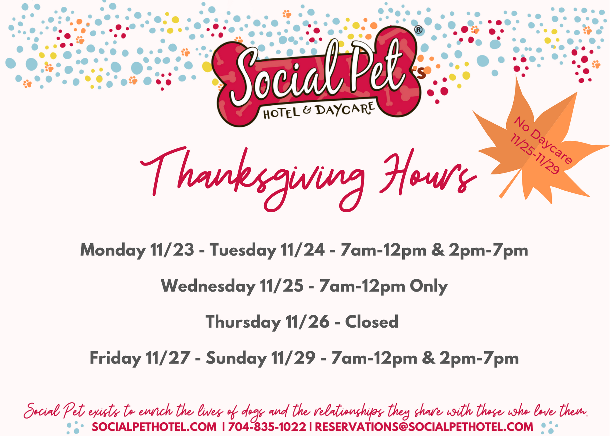Thanksgiving Hours Social Pet